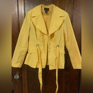 Sunny yellow Cynthia Rowley belted-tie jacket